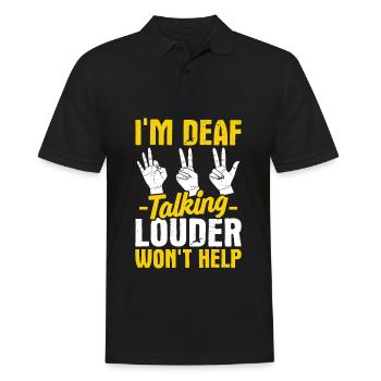 Deaf Pride ASL Gebärdensprache - Männer Poloshirt - Schwarz - Vorne - Kai (181cm)