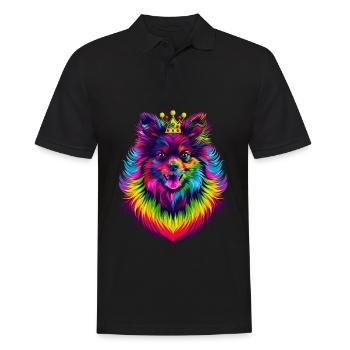 Keeshond Hundekrone Popart - Männer Poloshirt - Schwarz - Vorne - Kai (181cm)