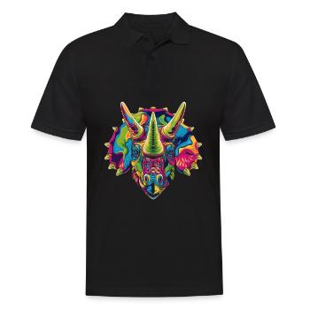 Triceratops Dinosaurier Popart - Männer Poloshirt - Schwarz - Vorne - Kai (181cm)