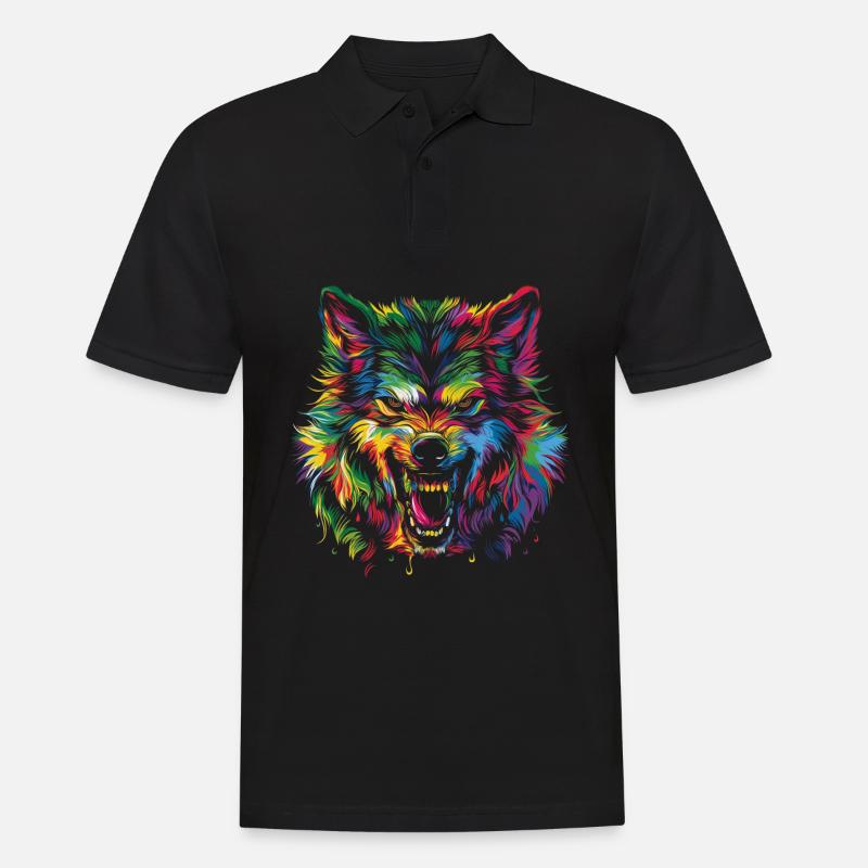 Werwolf Wolf Popart - Männer Poloshirt - Schwarz