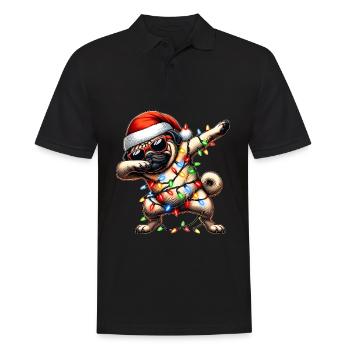 Polka Dot Pug Dog Sunglasses Cute Christmas - Men's Polo Shirt - black - Front - Kai (181cm)
