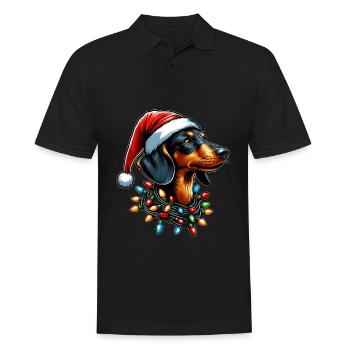 Chapeau de Noël teckel Noël - Polo Homme - noir - Devant - Kai (181cm)