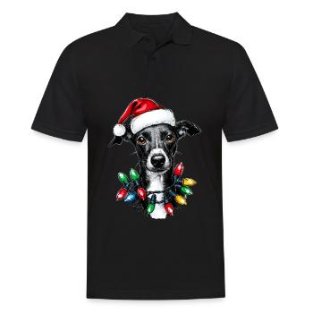 Italienischer Windhund Hund Weihnachten Hut Xmas - Männer Poloshirt - Schwarz - Vorne - Kai (181cm)