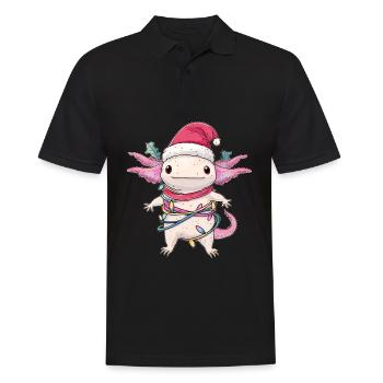 Mignon Kawaii Axolotl Père Noël - Polo Homme - noir - Devant - Kai (181cm)