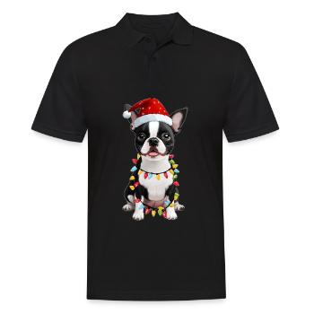 Boston Terrier Chapeau de Père Noël - Polo Homme - noir - Devant - Kai (181cm)