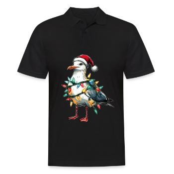 Seemöwe Möwe Seevogel Weihnachtsmütze Xmas - Männer Poloshirt - Schwarz - Vorne - Kai (181cm)