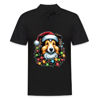 Shetland Sheepdogs Dog Christmas Hat Xmas - Men's Polo Shirt - black - Front - Kai (181cm)
