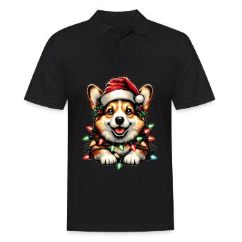 Cute Corgi Christmas Hat Xmas - Men's Polo Shirt - black - Front - Kai (181cm)