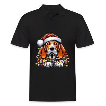 Coonhound Chien Chapeau de Noël Noël - Polo Homme - noir - Devant - Kai (181cm)