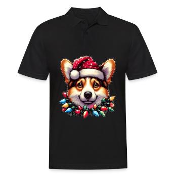Cute Corgi Christmas Hat Xmas - Men's Polo Shirt - black - Front - Kai (181cm)