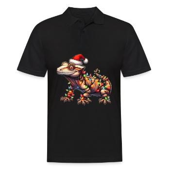 Chapeau de Noël Gecko Lizard à crête Noël - Polo Homme - noir - Devant - Kai (181cm)
