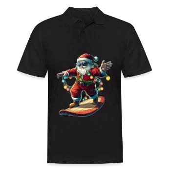 Père Noël Surf Surfeur Père Noël - Polo Homme - noir - Devant - Kai (181cm)
