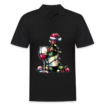 Wine-drinking drinker Santa hat Xmas - Men's Polo Shirt - black - Front - Kai (181cm)