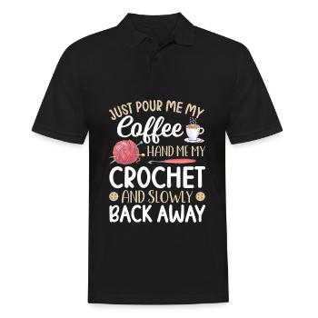 Crochet Knitting Yarn Lover Pour Coffee Hand M - Men's Polo Shirt - black - Front - Kai (181cm)