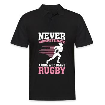 Ne sous-estimez jamais une fille qui joue au rugby - Polo Homme - noir - Devant - Kai (181cm)
