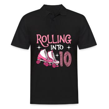 Rolling Into 10 10 Year Old Birthday Scooter - Men's Polo Shirt - black - Front - Kai (181cm)