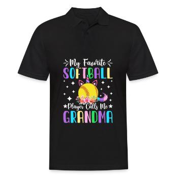 Meine Lieblings-Softballspielerin nennt mich Oma - Männer Poloshirt - Schwarz - Vorne - Kai (181cm)