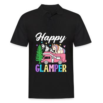 Happy Glamper Glamping Camper Grafikdesign für - Männer Poloshirt - Schwarz - Vorne - Kai (181cm)