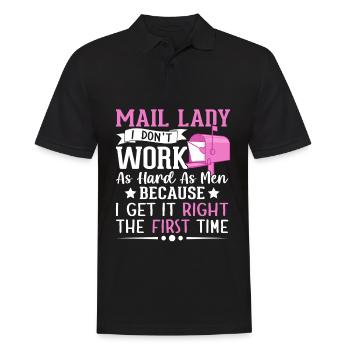 Factrice, je ne travaille pas aussi dur que les hommes Service postal - Polo Homme - noir - Devant - Kai (181cm)