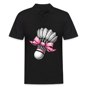 Coquette Bow Badminton Shuttlecock Pink Ribbon Mom - Men's Polo Shirt - black - Front - Kai (181cm)