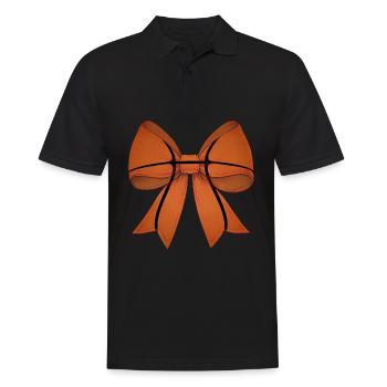 Coquette Bow Basketball Pattern Mother's Day Ribbon - Men's Polo Shirt - black - Front - Kai (181cm)