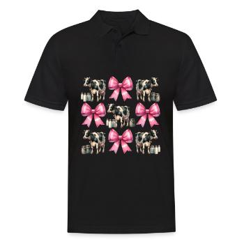 Coquette Bow Cow Farmer Milk Dairy Farmer - Men's Polo Shirt - black - Front - Kai (181cm)