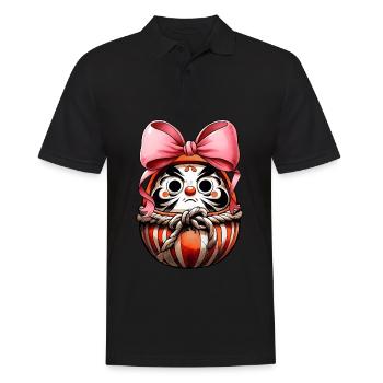 Coquette Bow Daruma Doll Japan Pink Bow - Men's Polo Shirt - black - Front - Kai (181cm)