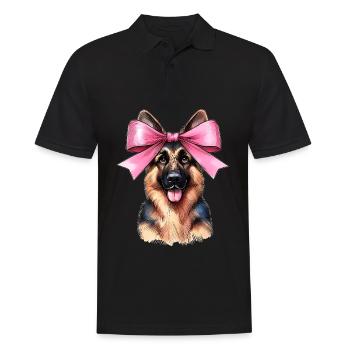 Coquette noeud berger allemand maman ruban rose - Polo Homme - noir - Devant - Kai (181cm)