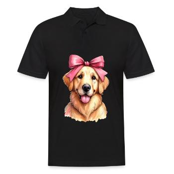 Coquette Bow Golden Retriever Chien Maman Rose - Polo Homme - noir - Devant - Kai (181cm)