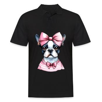Coquette Bow Boston Terrier Chien Maman Rose - Polo Homme - noir - Devant - Kai (181cm)