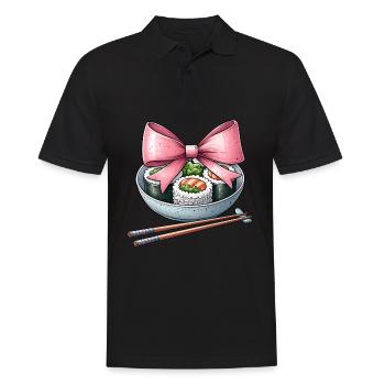 Coquette Bow Sushi Japanese Food Pink Ribbon - Men's Polo Shirt - black - Front - Kai (181cm)