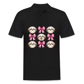 Coquette Schleife Shih Tzu Hund Mama Rosa Schleife - Männer Poloshirt - Schwarz - Vorne - Kai (181cm)