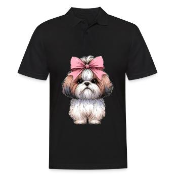Coquette Bow Shih Tzu Dog Mom Pink Bow - Men's Polo Shirt - black - Front - Kai (181cm)