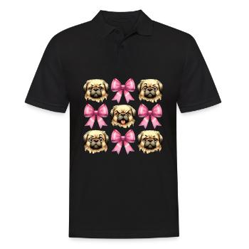 Coquette Bow Pekingese Dog Mom Pink Ribbon - Men's Polo Shirt - black - Front - Kai (181cm)