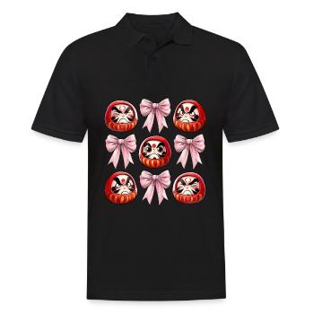 Coquette Bogen Daruma Puppe Japan Rosa Schleife - Männer Poloshirt - Schwarz - Vorne - Kai (181cm)