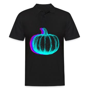 Retro Kürbis Gemüse Halloween Vaporwave - Männer Poloshirt - Schwarz - Vorne - Kai (181cm)