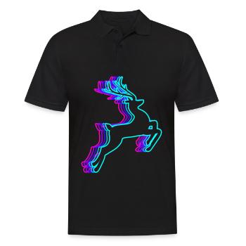 Retro Reindeer Christmas Santa Claus Vaporwave - Men's Polo Shirt - black - Front - Kai (181cm)