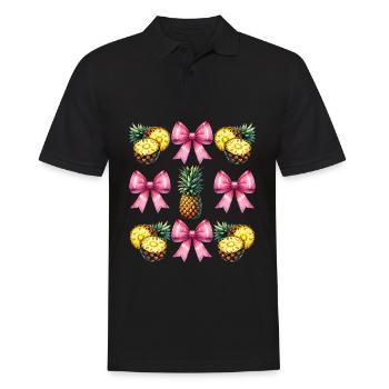 Coquette Bow Pineapple Hawaiian Pink Hawaiian Mom - Men's Polo Shirt - black - Front - Kai (181cm)