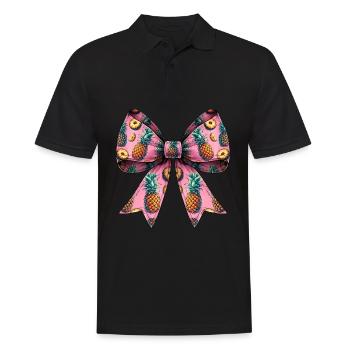 Coquette Schleife Ananas-Muster Hawaii Rosa - Männer Poloshirt - Schwarz - Vorne - Kai (181cm)