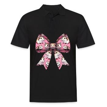 Coquette Bow Hamster Pattern Cute Hammy Mom - Men's Polo Shirt - black - Front - Kai (181cm)