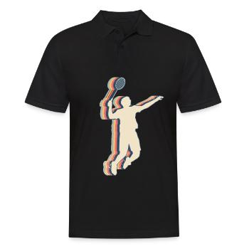 Badminton Spieler Mannschaft Trainer Trainer Retro - Männer Poloshirt - Schwarz - Vorne - Kai (181cm)