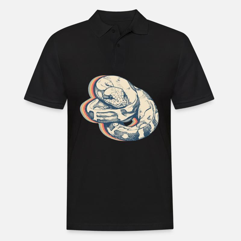 Kugelpython Schlange Retro Line Art - Männer Poloshirt - Schwarz