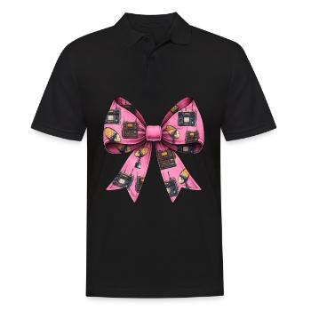 Coquette Bow Ham Radio Pattern Operator - Men's Polo Shirt - black - Front - Kai (181cm)