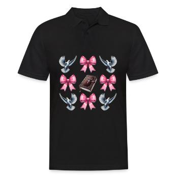 Kokette Bogen Christlicher Pastor Bibel Taube Mama - Männer Poloshirt - Schwarz - Vorne - Kai (181cm)