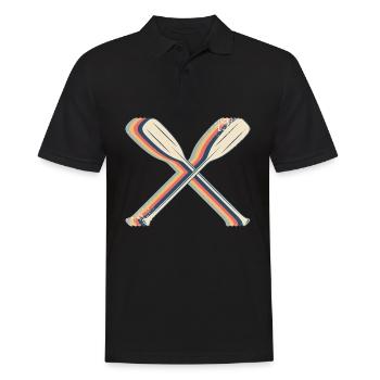 Kanufahren Kanu Paddeln Paddeln Retro Line Art - Männer Poloshirt - Schwarz - Vorne - Kai (181cm)