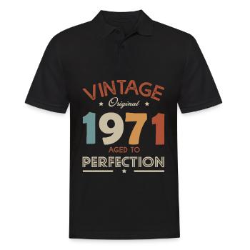 51 ans vintage 1971 cadeau anniversaire 52 ans - Polo Homme - noir - Devant - Kai (181cm)