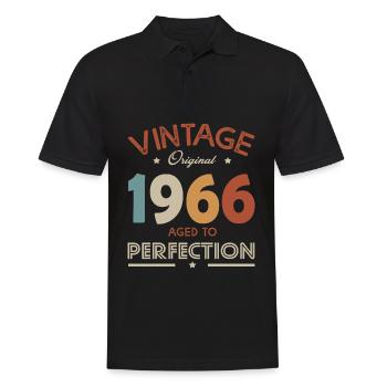 56 years vintage gift humor Born in 1966 - Men's Polo Shirt - black - Front - Kai (181cm)