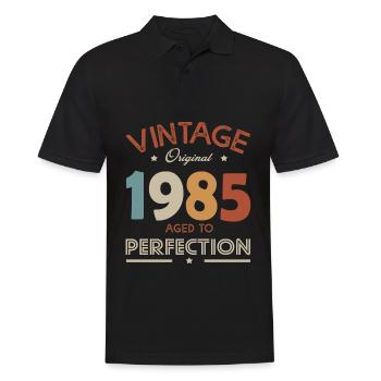 Jahrgang 1985 - 1985 Jubiläum - Männer Poloshirt - Schwarz - Vorne - Kai (181cm)