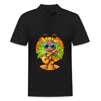 Funny Ant Cartoon Summer Beach Sunglasses Guitar - Men's Polo Shirt - black - Front - Kai (181cm)
