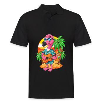 Funny Flamingo Cartoon Summer Beach Sunglasses - Men's Polo Shirt - black - Front - Kai (181cm)